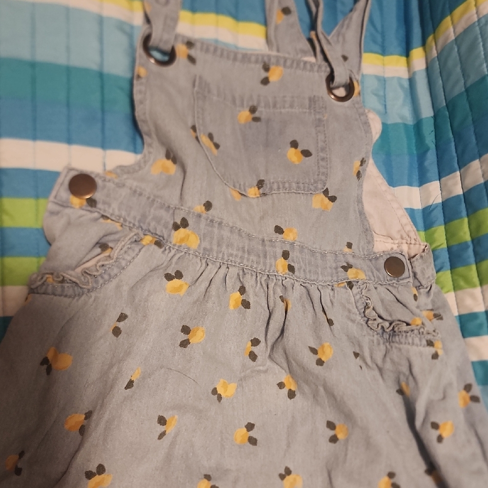 Kids Denim Dungaree with Floral Print